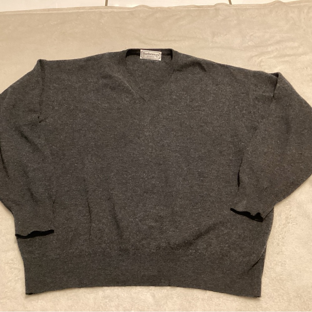 Burberry Men’s Charcoal Gray V-Neck Sweater